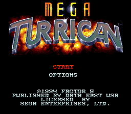 Mega Turrican title screen for Sega Genesis